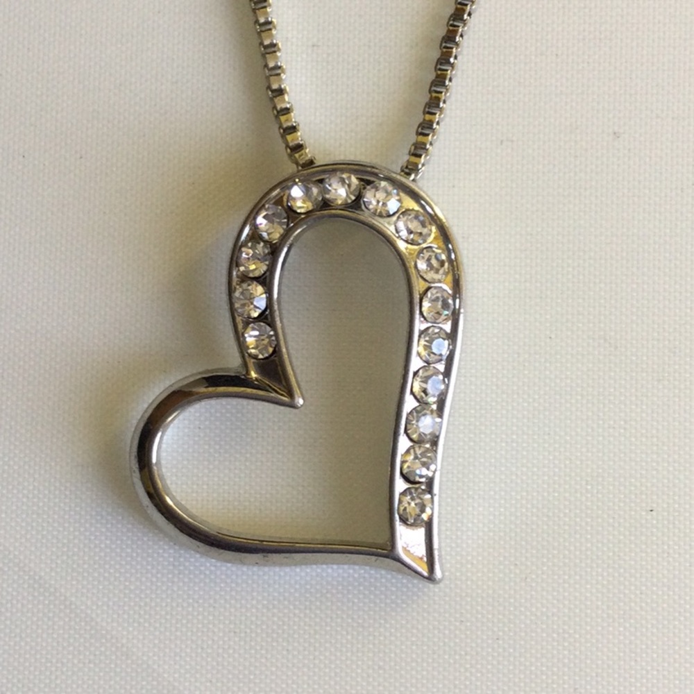 Sweet Floating Silver Heart Necklace